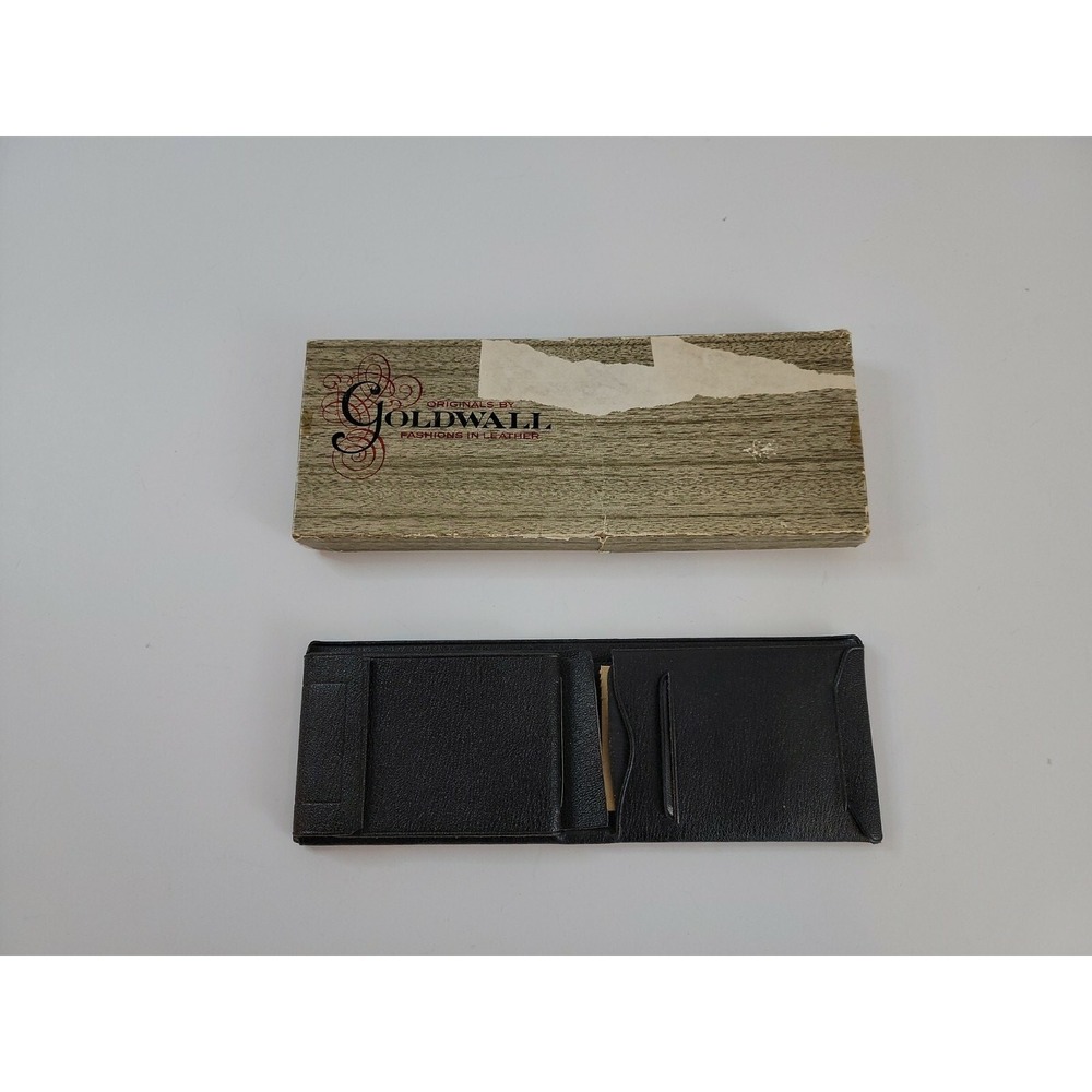 Vintage Goldwall Men's Bifold Wallet Black Genuine Premium‎ Leather Handmade NEW
